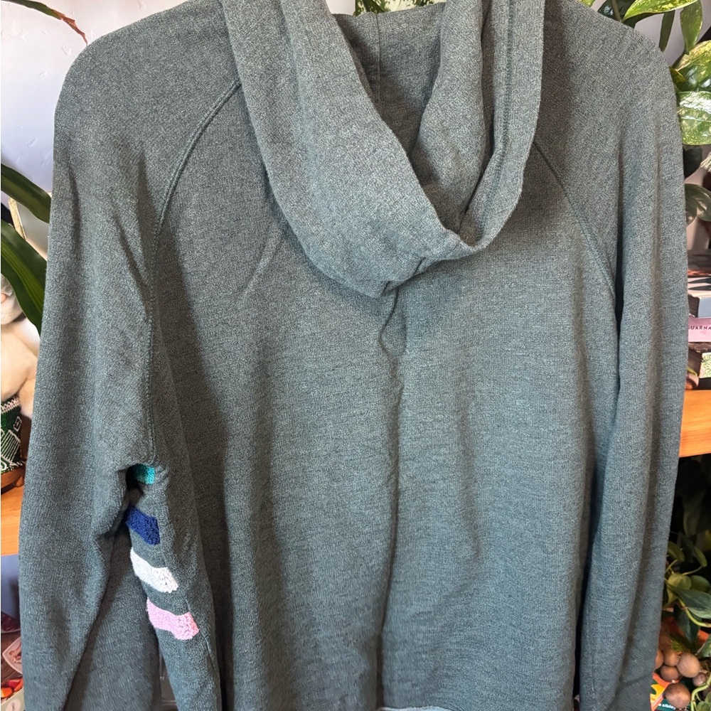 Anthropologie Sundry Galen Chenille Hoodie Green | Size 2, Medium - Picture 7 of 7